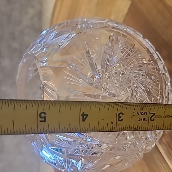 Crystal Rose Bowl "Pinwheel" Design Crystal Clear Industries, Poland, 24% Lead - Picture 8 of 9